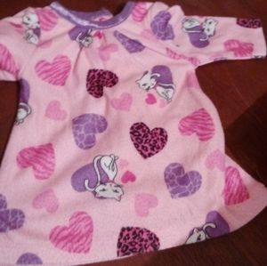 Doll gown size 4 with hearts and other designs